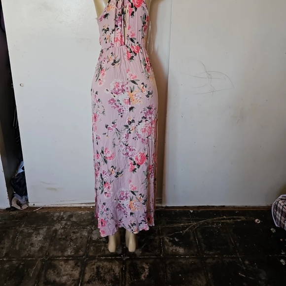 The Vintage Shop Pink Maxi Sundress Plunge Neckline - Picture 3 of 6